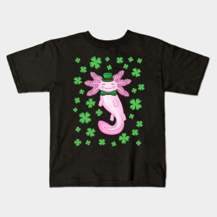 Cute St Patrick's axolotl Kids T-Shirt